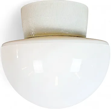 Lampadario vintage in porcellana bianca, anni '70