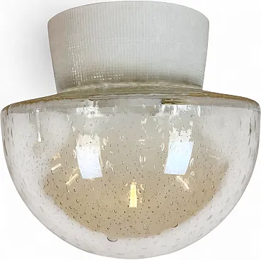 Lampadario vintage in porcellana bianca, anni '70