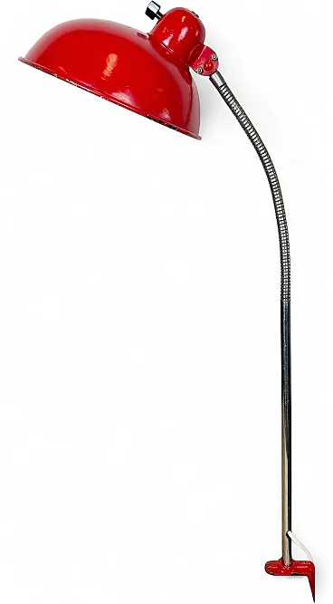 Red Industrial Workshop Table Lamp from Helo Leuchten, 1950s