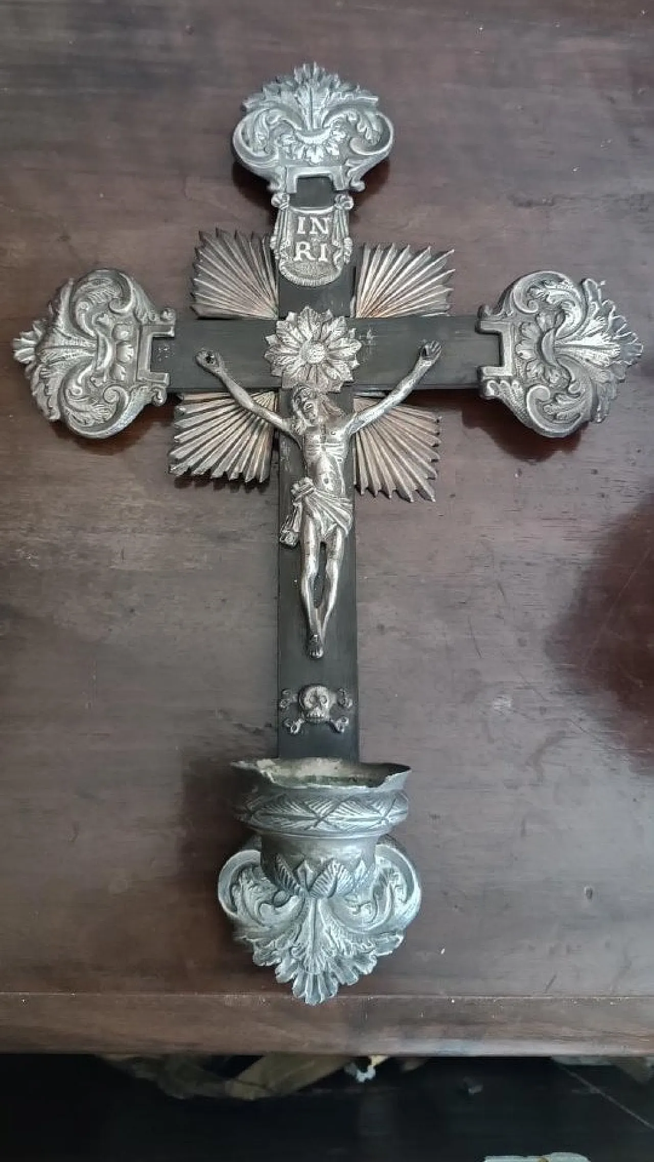 Silver wall crucifix, 19th century 1