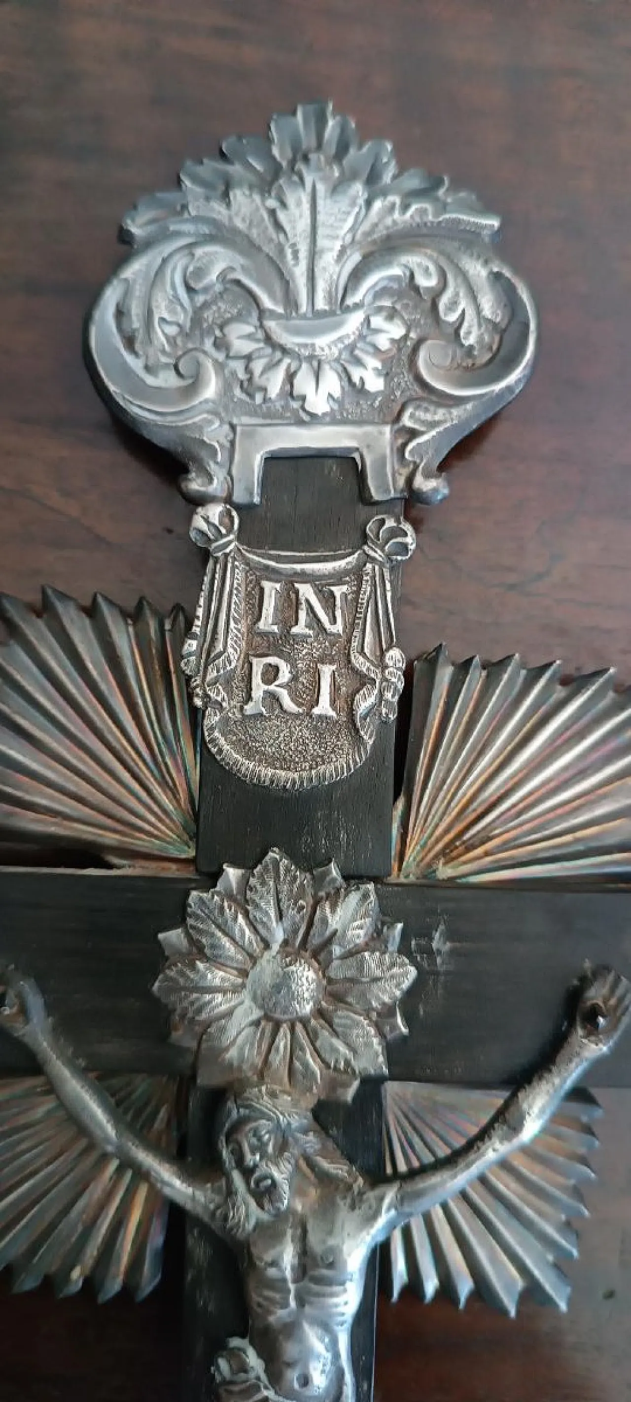 Silver wall crucifix, 19th century 4