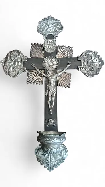 Silver wall crucifix, 19th century