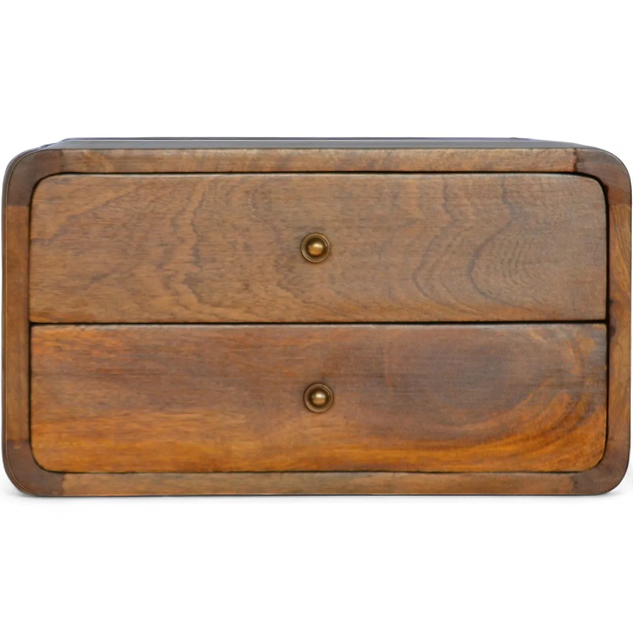 Floating curved chestnut bedside in solid mangowood, 2000s 12