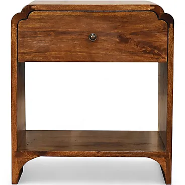 Solid mangowood Newton bedside with a chestnut finish, 2000s