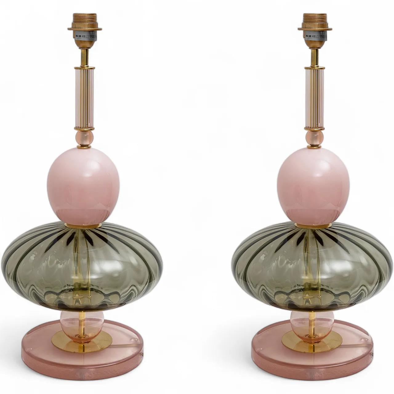 Pair of geometric table lamps in Murano glass, 2000s 9