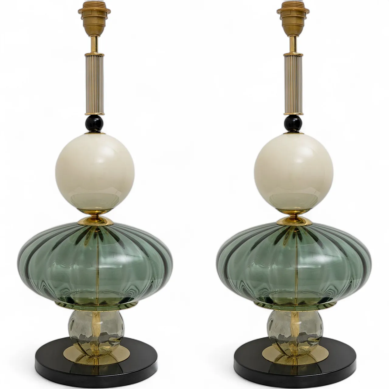 Pair of geometric table lamps in Murano glass, 2000s 8