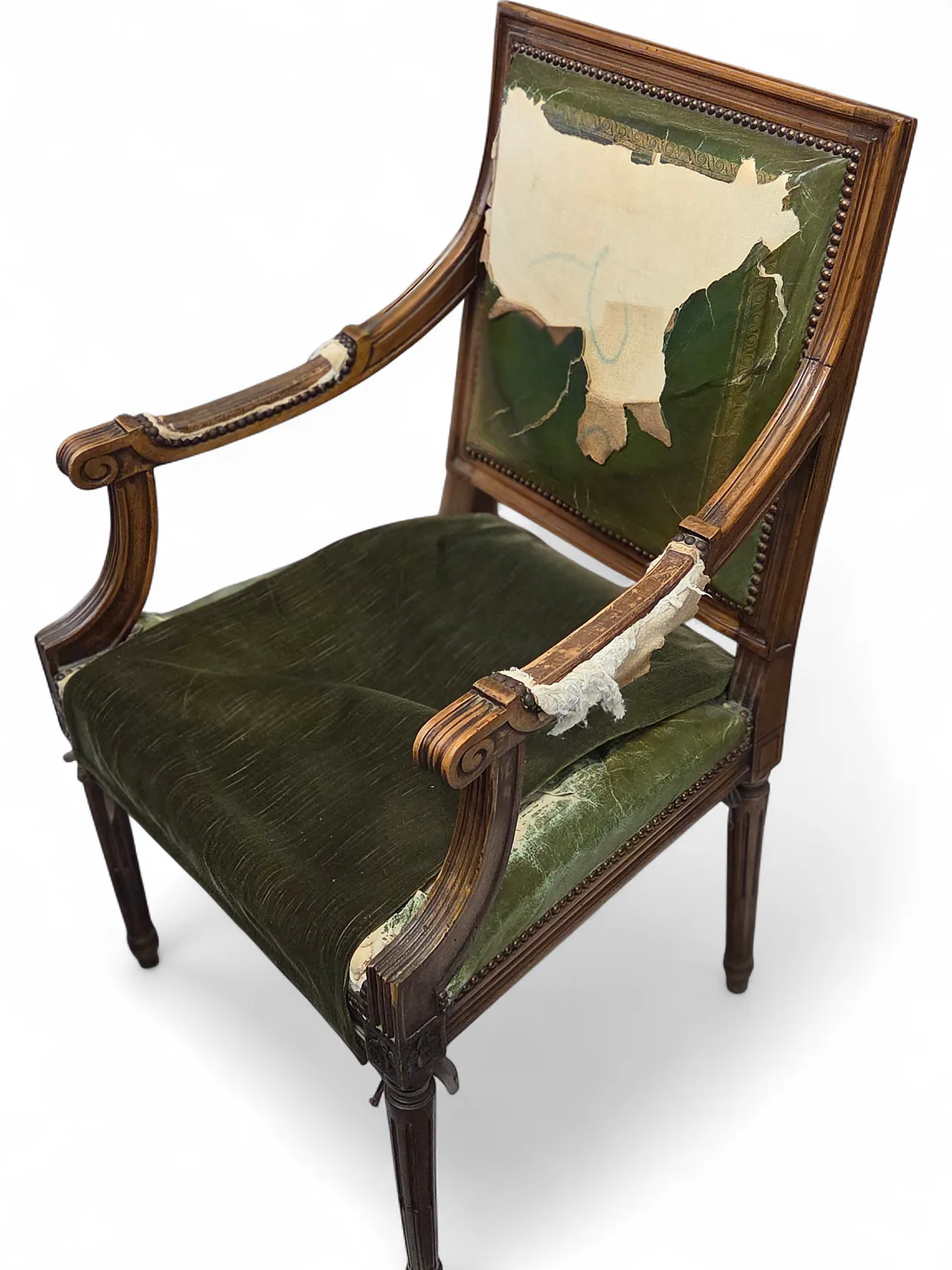 Armchair in wood and velvet, late 20th century 4