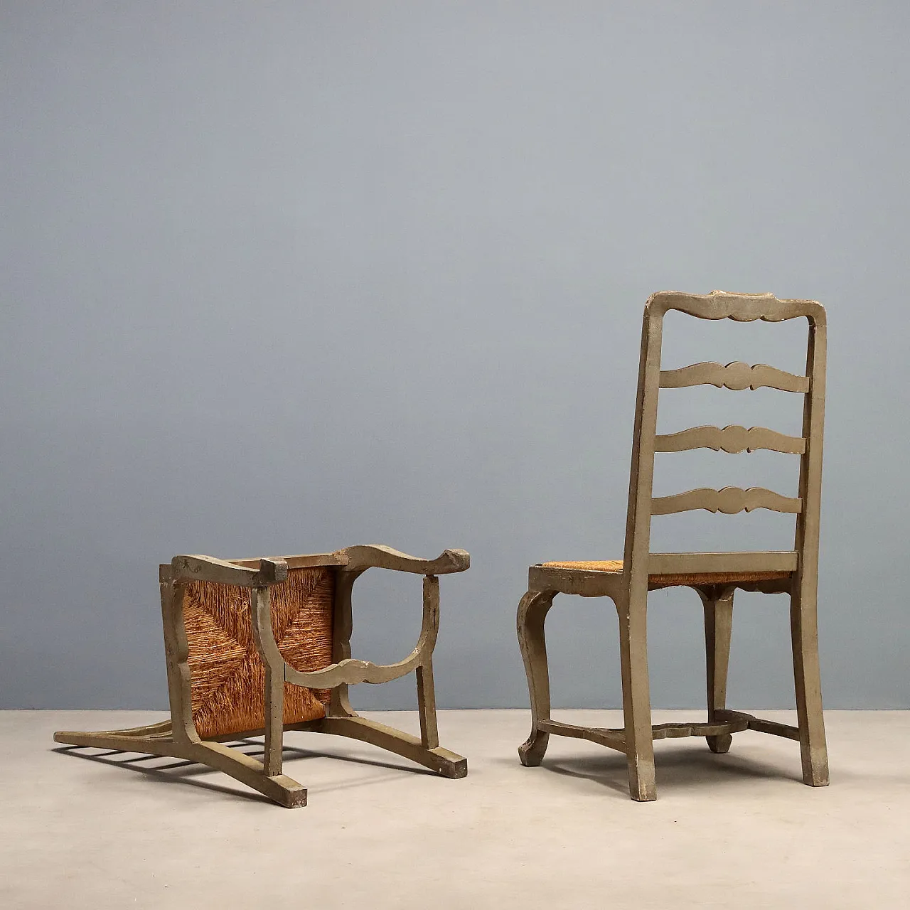 4 Sedie in legno laccato, '800 8