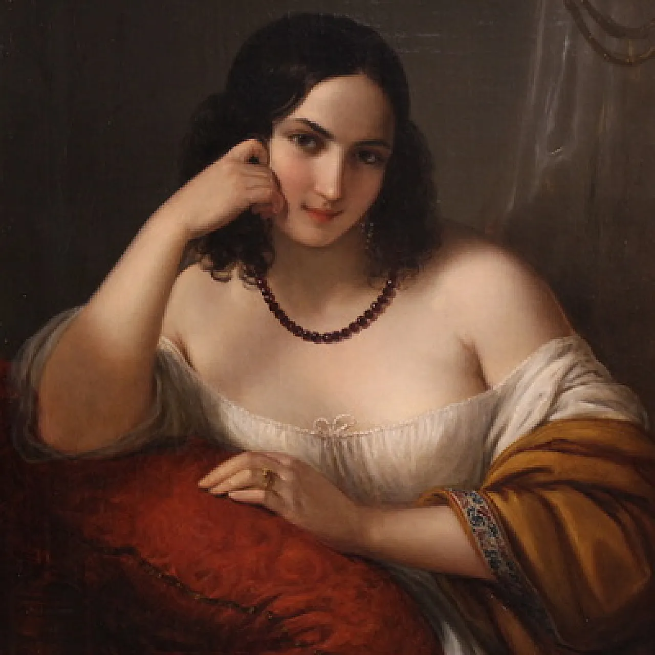 N. Schiavoni, Portrait of a lady, oil signed and dated 1842 2