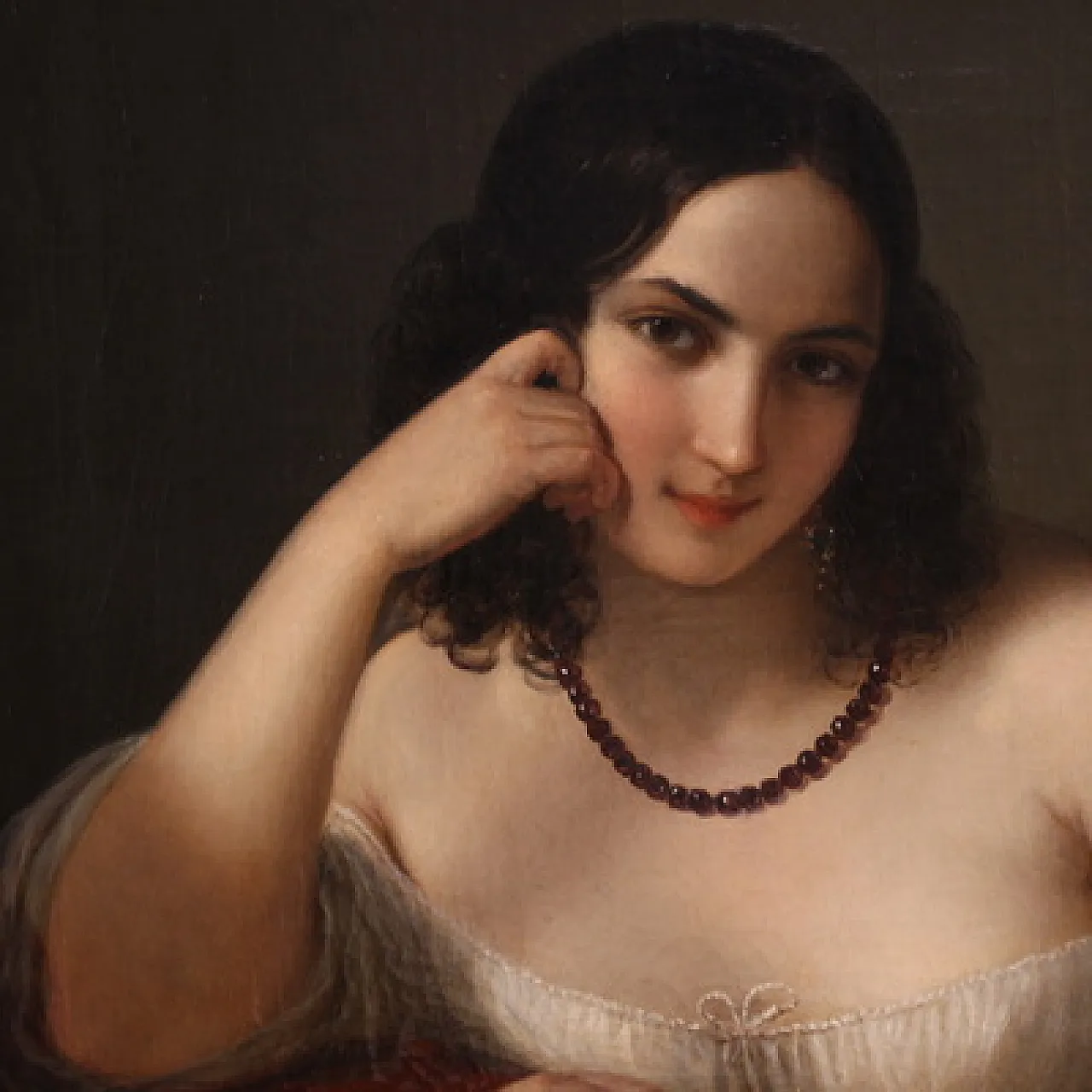 N. Schiavoni, Portrait of a lady, oil signed and dated 1842 4