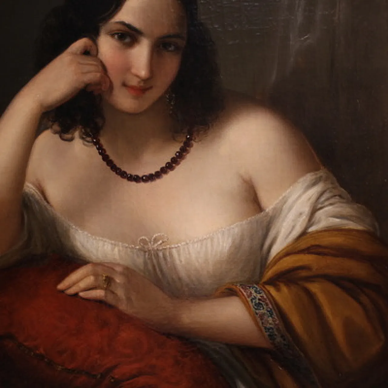 N. Schiavoni, Portrait of a lady, oil signed and dated 1842 5