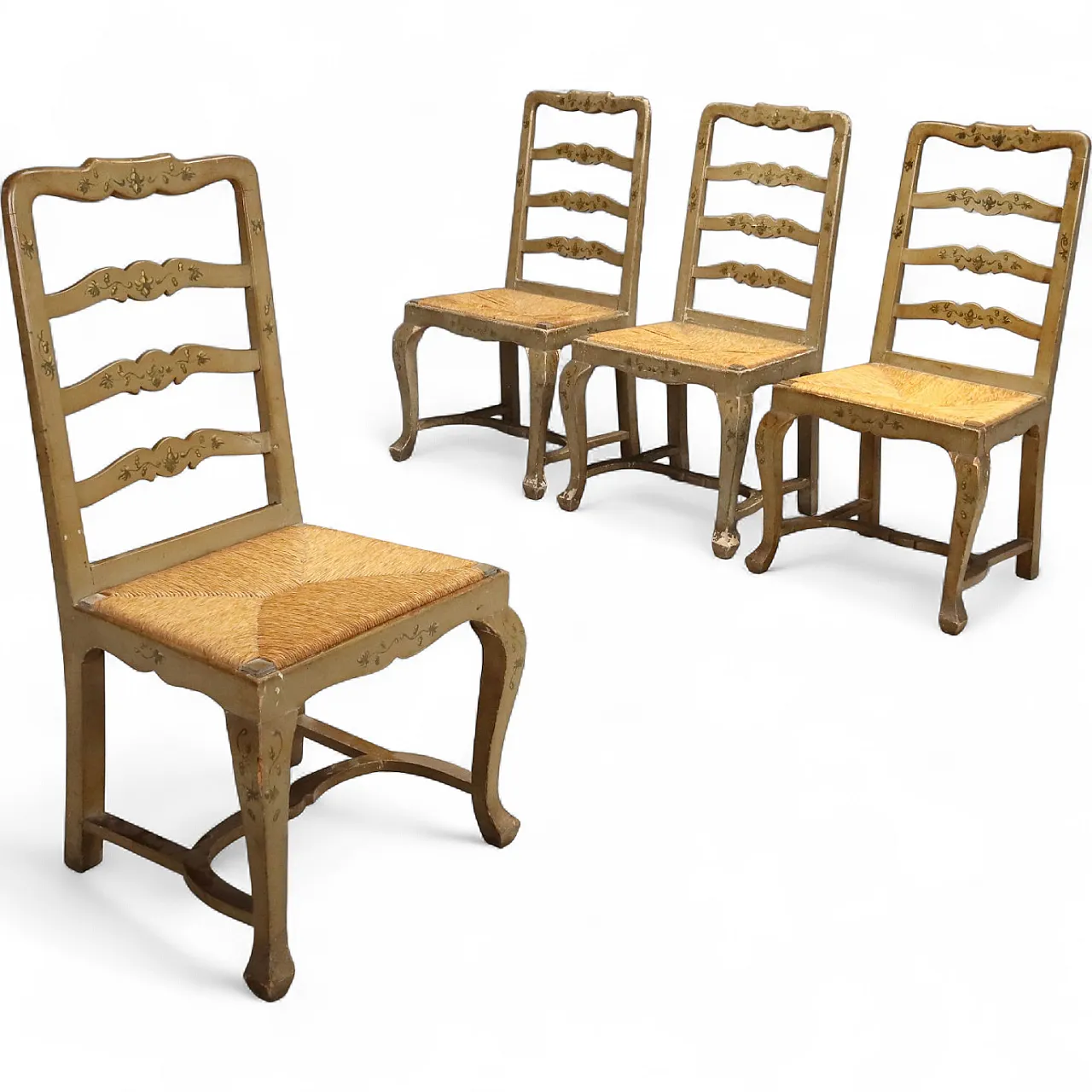 4 Sedie in legno laccato, '800 9