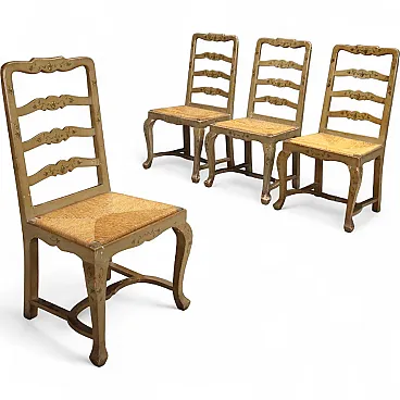 4 Sedie in legno laccato, '800