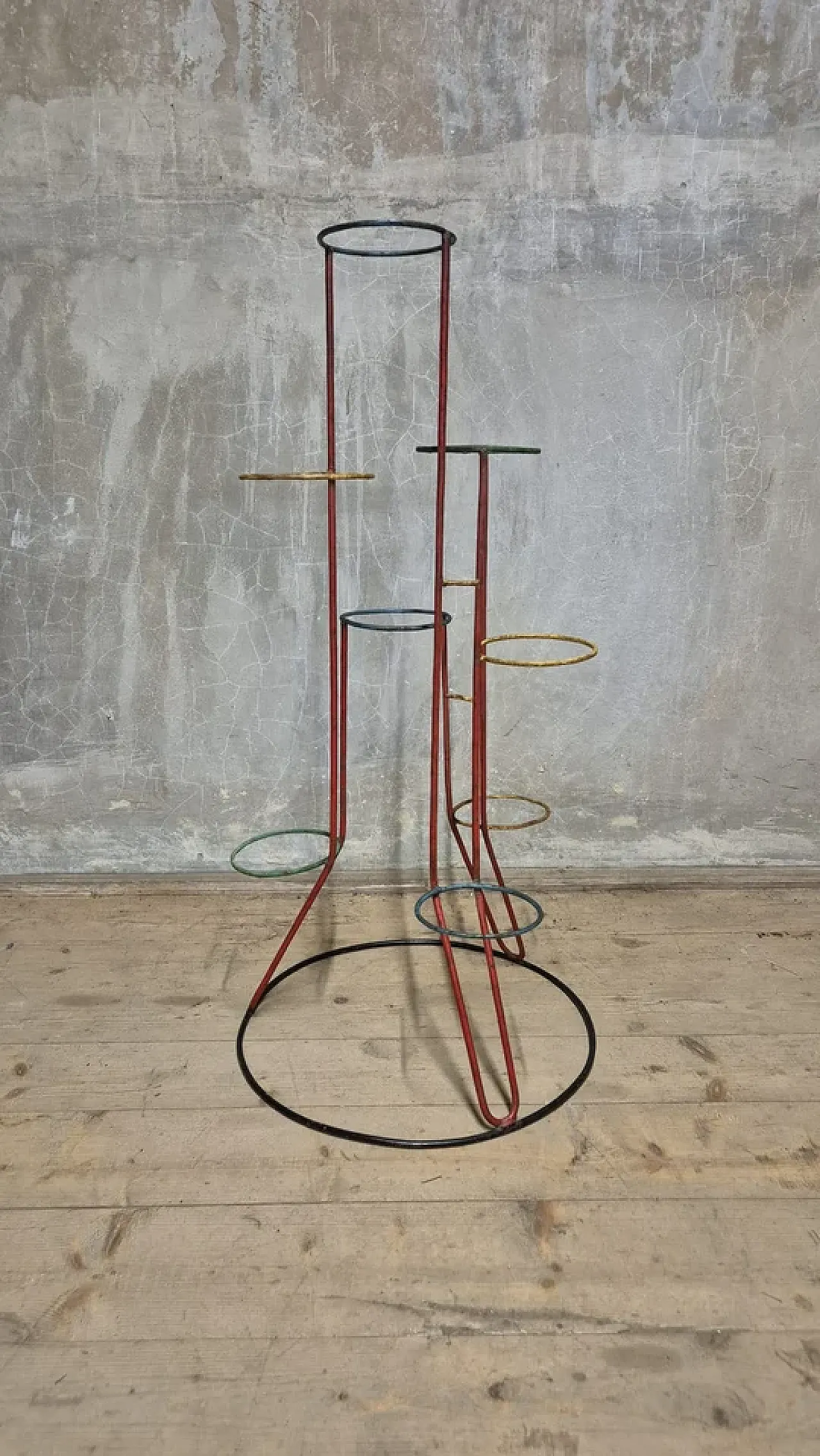 Portafiori multilivello, metallo verniciato, metà '900 3