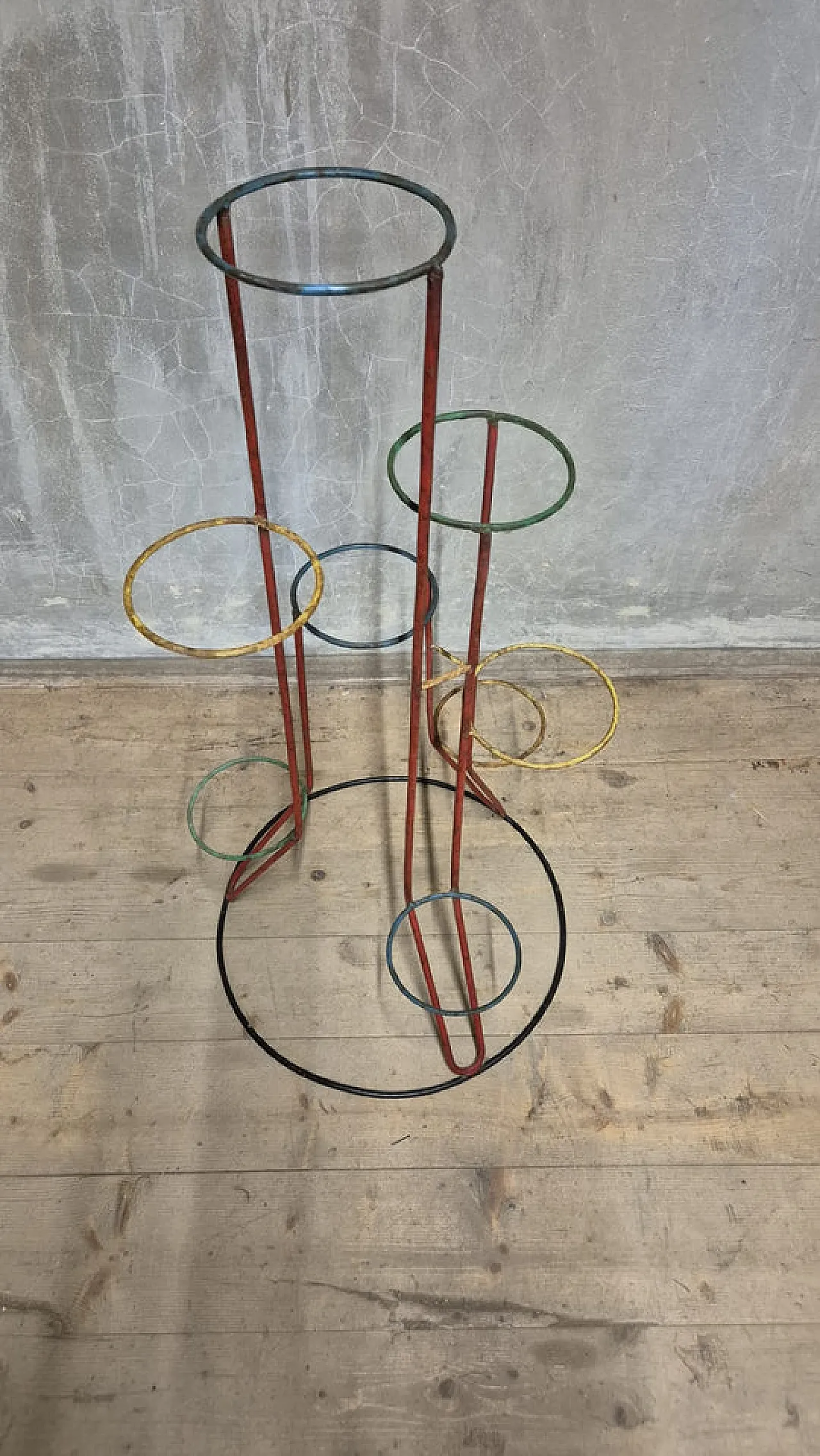 Portafiori multilivello, metallo verniciato, metà '900 8