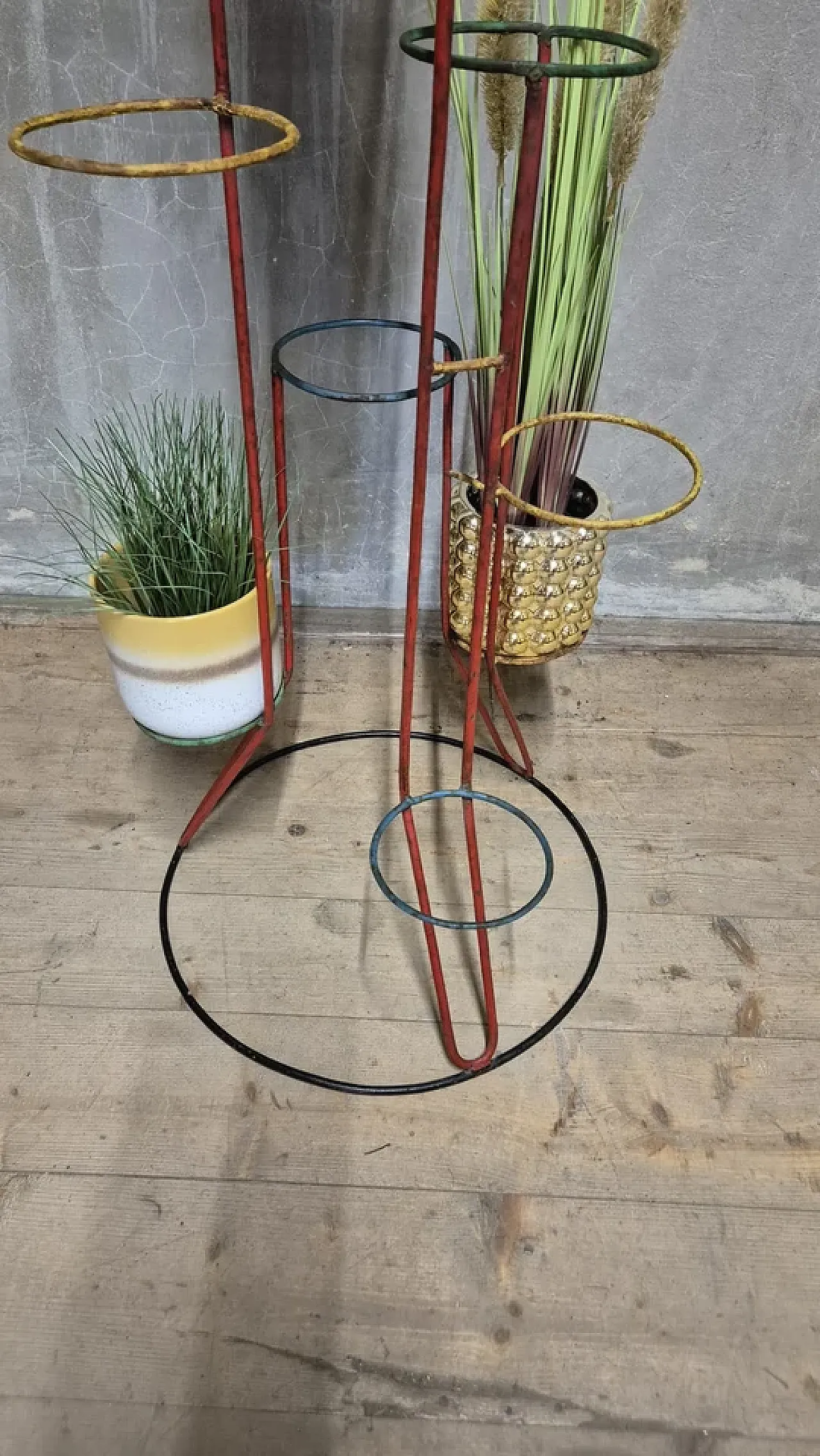 Portafiori multilivello, metallo verniciato, metà '900 10