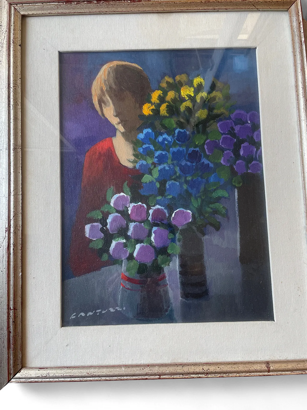 Eliano FantuzziFlower Girl, oil on canvas, 1980s 4