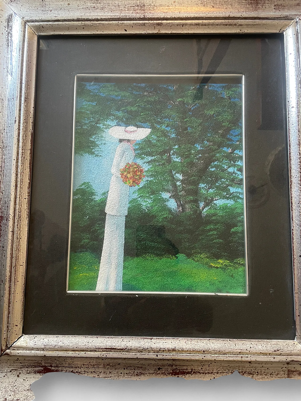 Ladies with hat by Aldo Pievanini, oil on canvas, 1960s 7