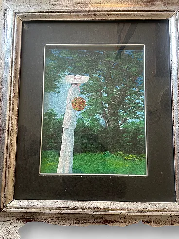 Ladies with hat by Aldo Pievanini, oil on canvas, 1960s