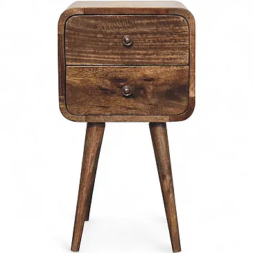 Mini curved grey‑washed bedside table, 2000s