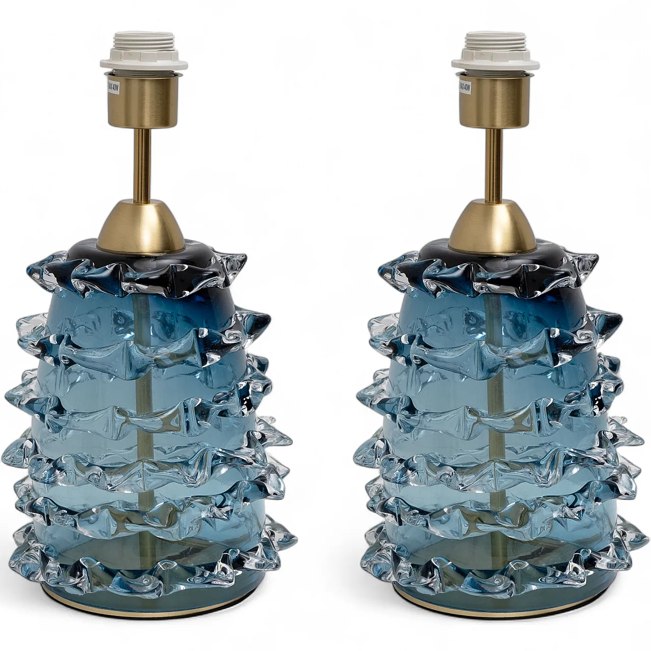 Pair of table lamps in blue Murano glass, 2000s 7