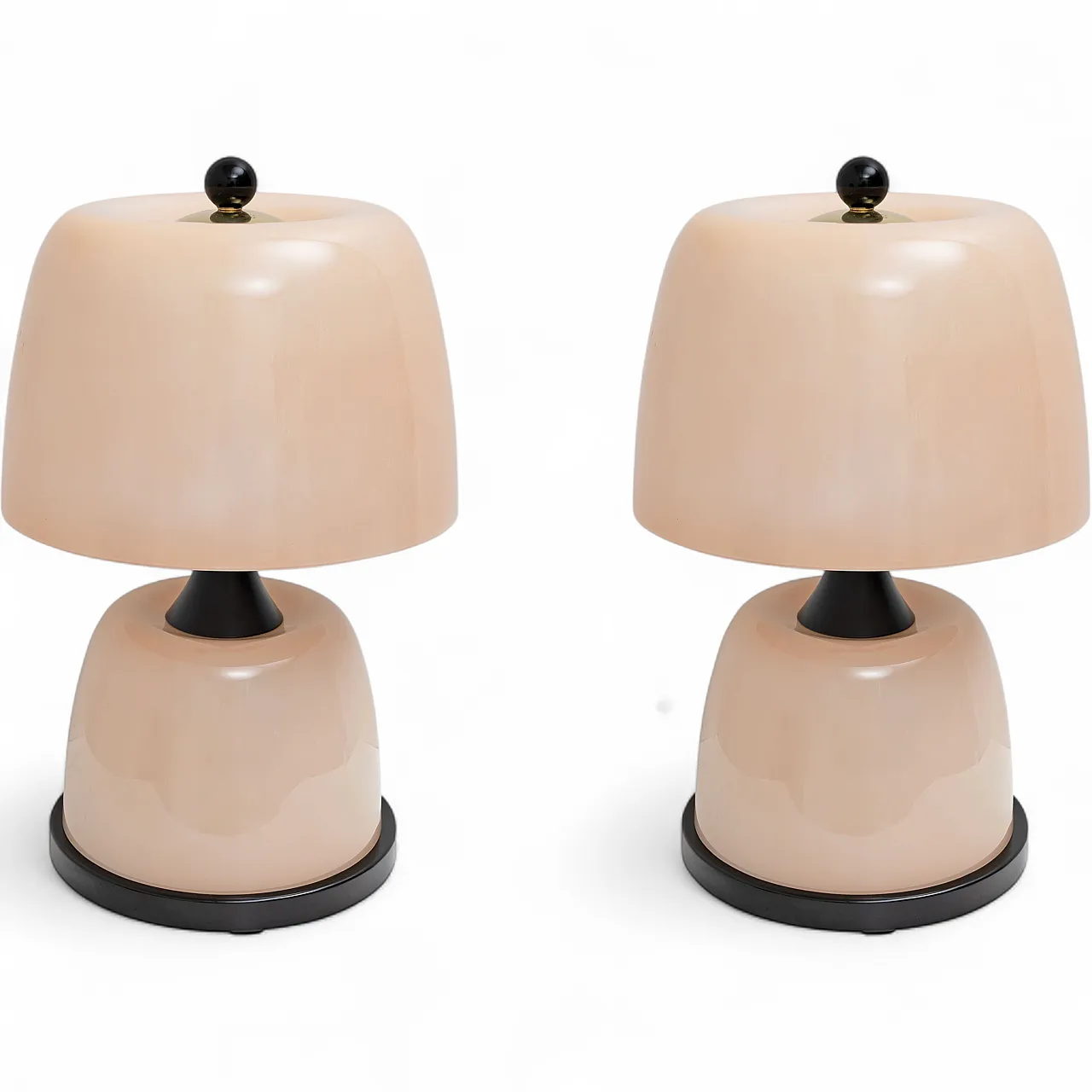 Pair of Murano glass table lamps in Powder Pink, late 20th century 8