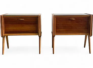 Pair of walnut nightstands, 1950s