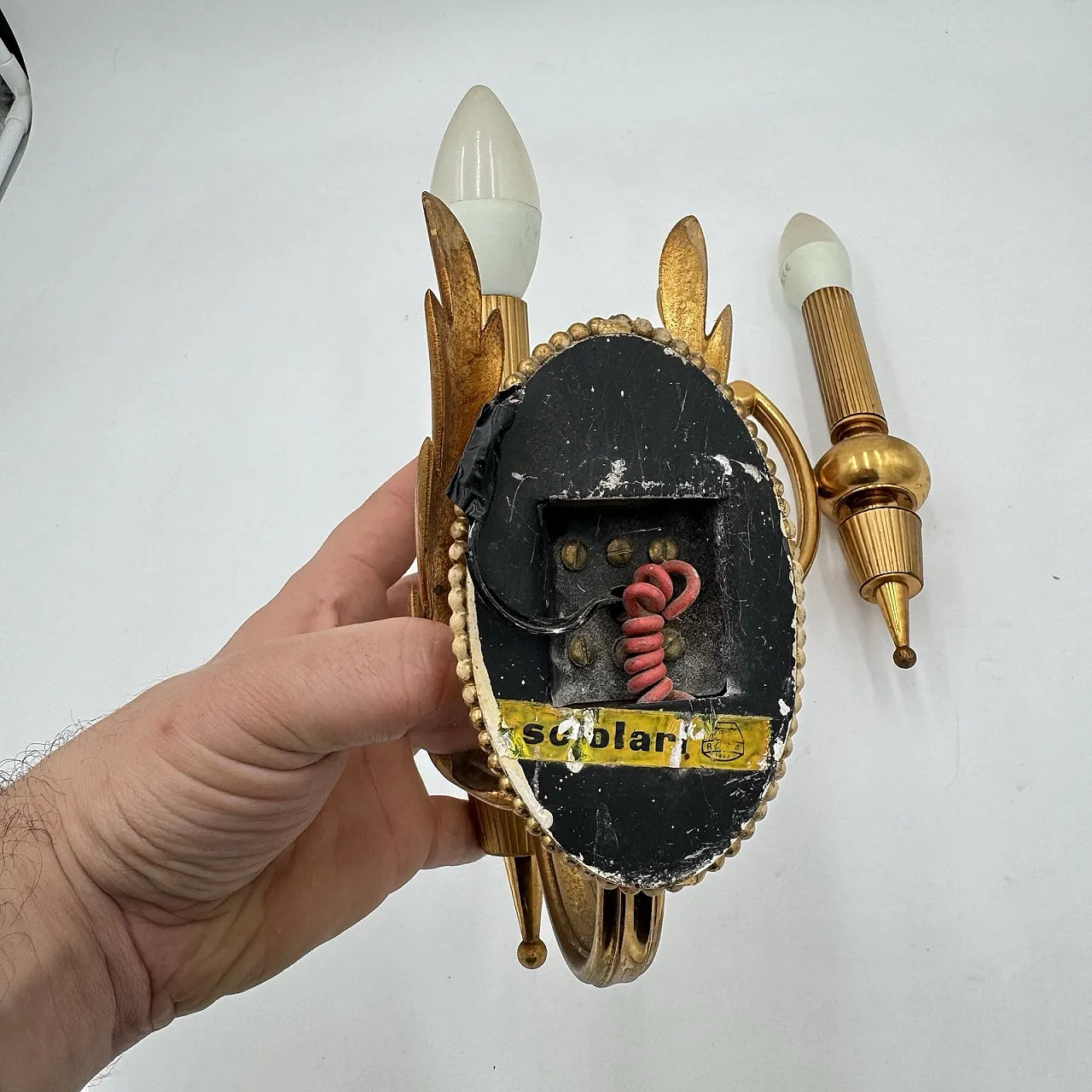 Pair of Sciolari Brass Wall Lights, 1970s 3
