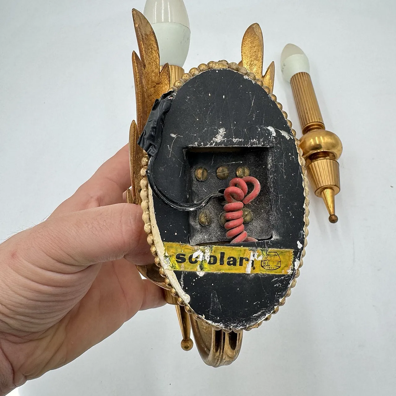Pair of Sciolari Brass Wall Lights, 1970s 4