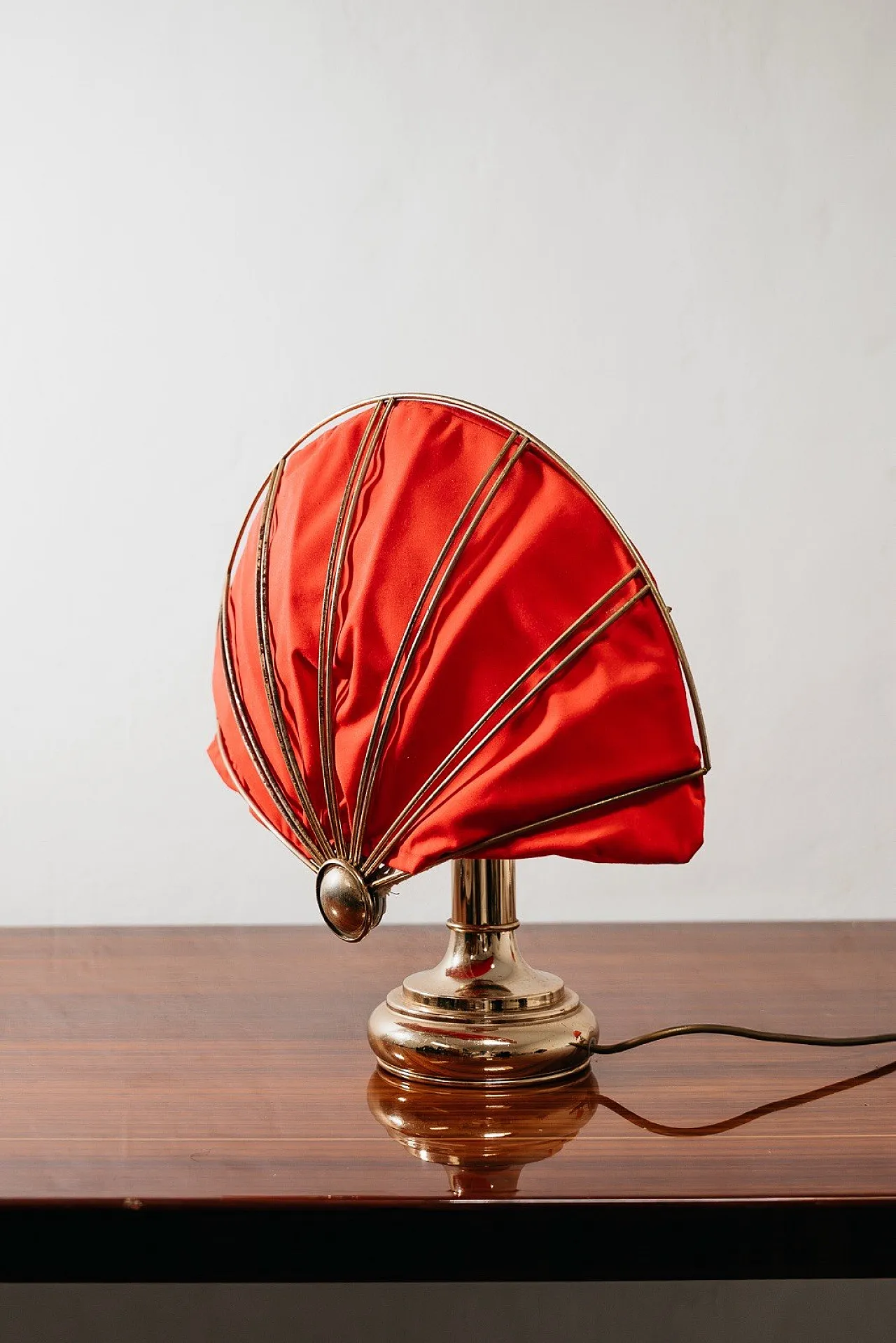 Pair of Hollywood Regency Brass Fan Table Lamps, 1970s 2
