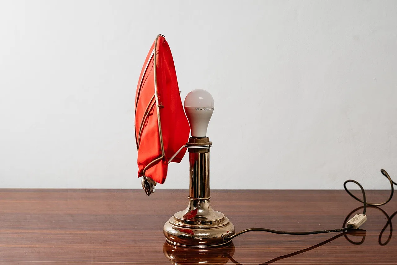 Pair of Hollywood Regency Brass Fan Table Lamps, 1970s 4