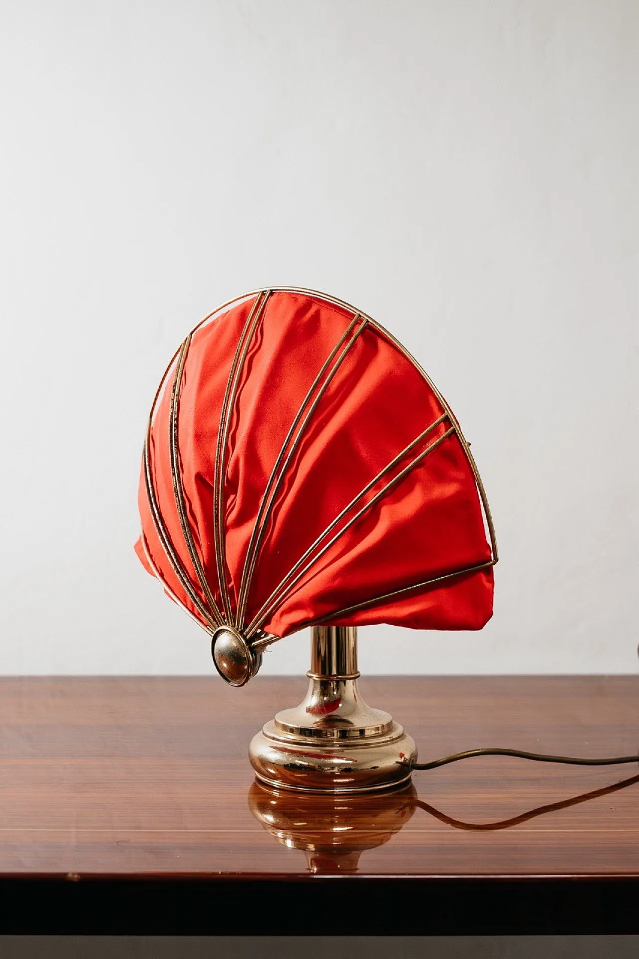 Pair of Hollywood Regency Brass Fan Table Lamps, 1970s 7