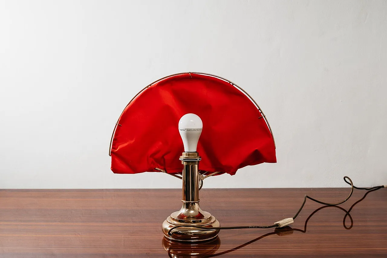 Pair of Hollywood Regency Brass Fan Table Lamps, 1970s 9