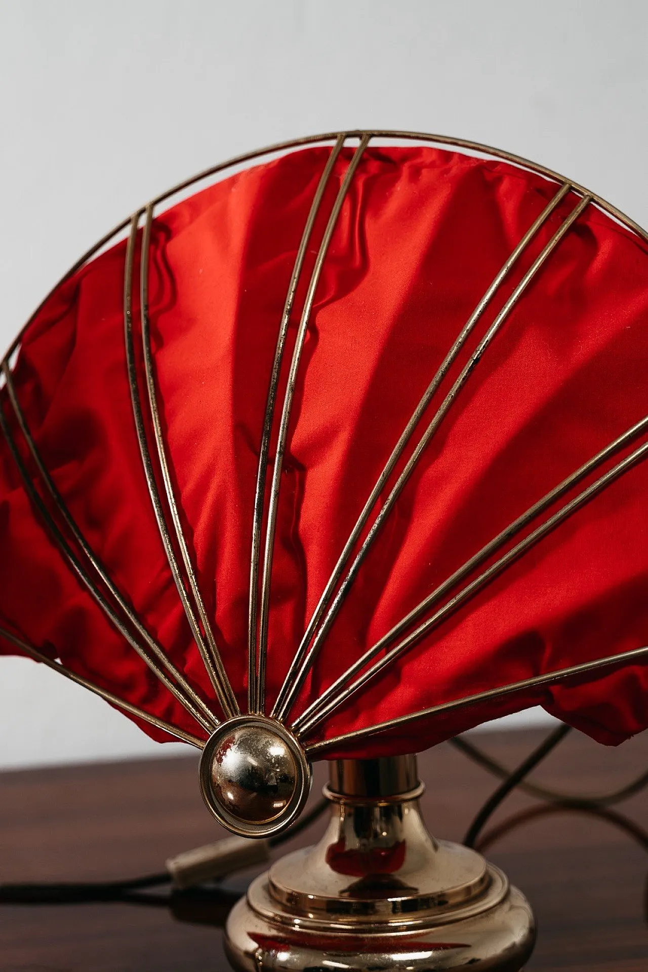 Pair of Hollywood Regency Brass Fan Table Lamps, 1970s 12