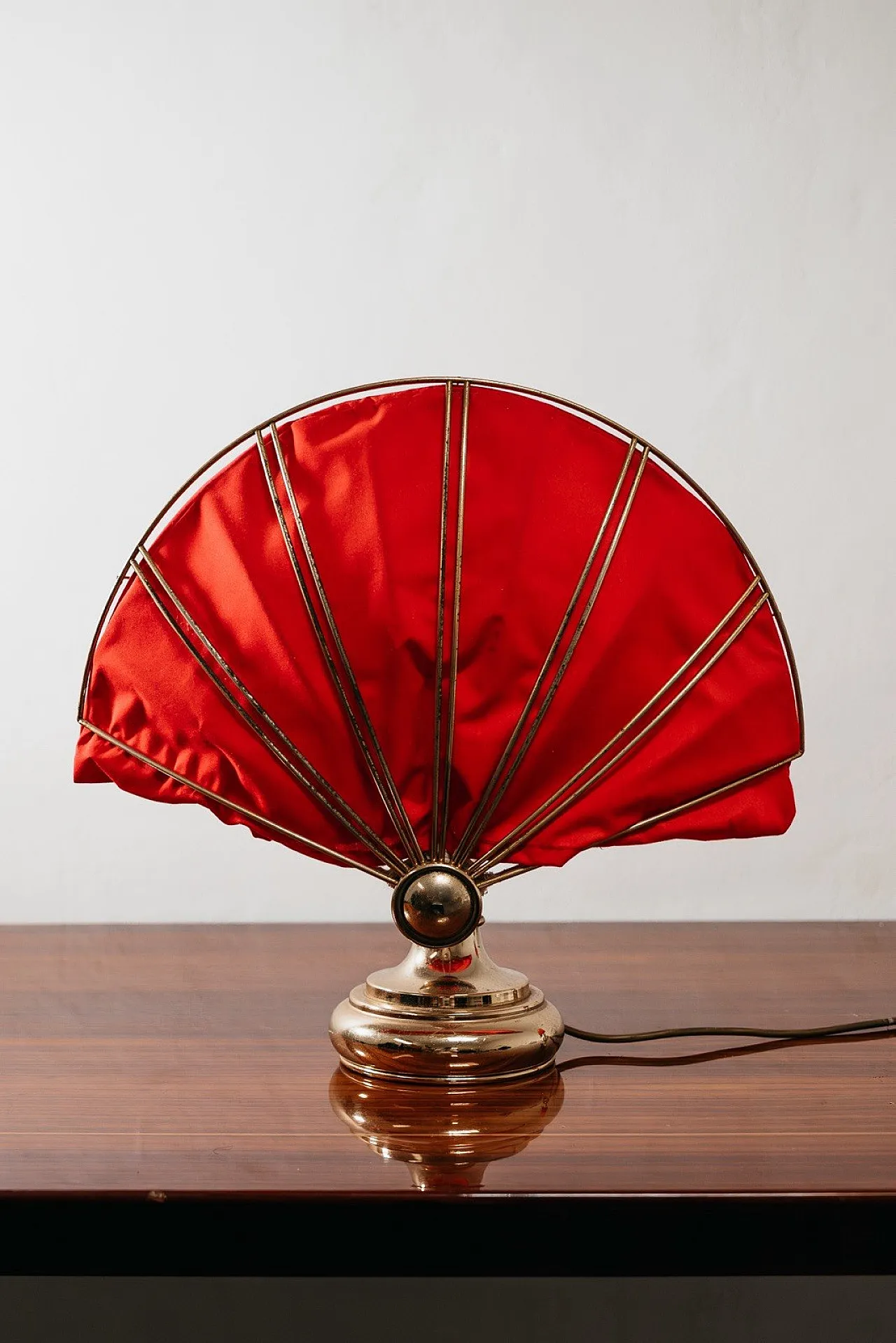 Pair of Hollywood Regency Brass Fan Table Lamps, 1970s 14