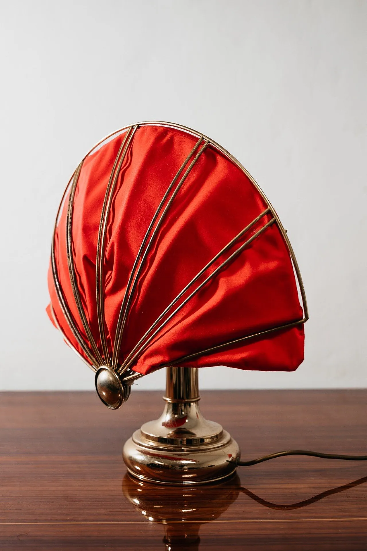 Pair of Hollywood Regency Brass Fan Table Lamps, 1970s 16