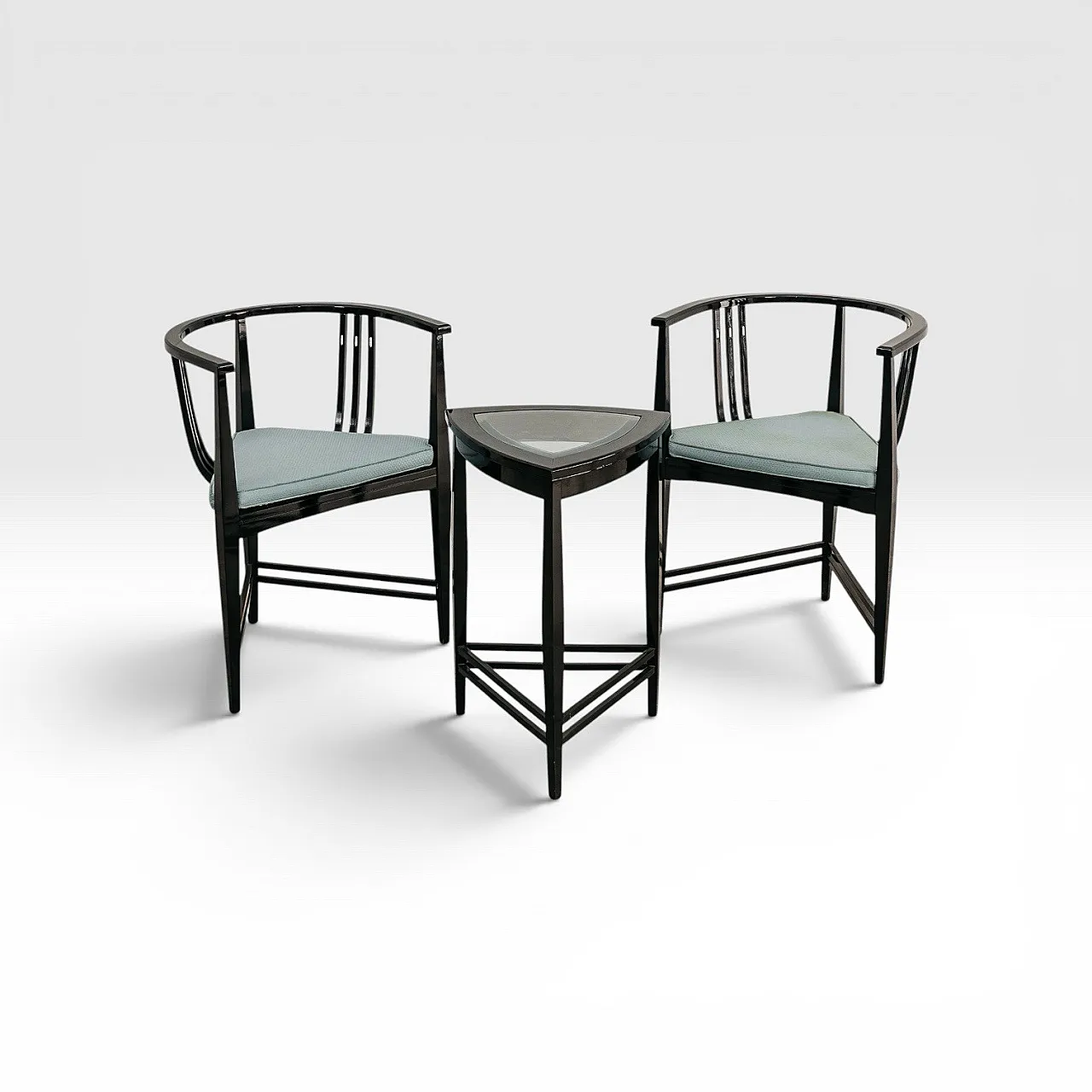 Pair of Triangle Armchairs, Coffee Table Ernest Archibald Taylor 1980s 1