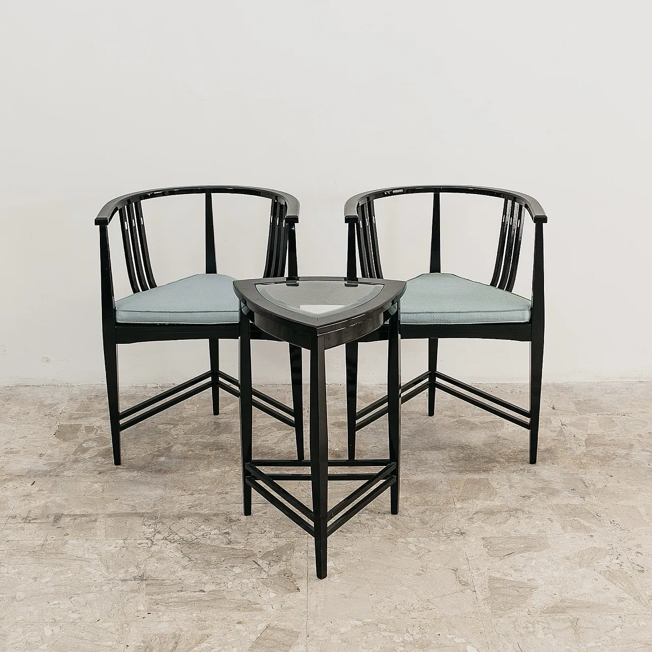 Pair of Triangle Armchairs, Coffee Table Ernest Archibald Taylor 1980s 3