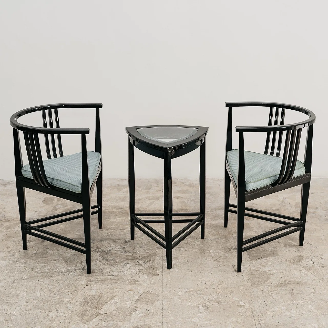 Pair of Triangle Armchairs, Coffee Table Ernest Archibald Taylor 1980s 4