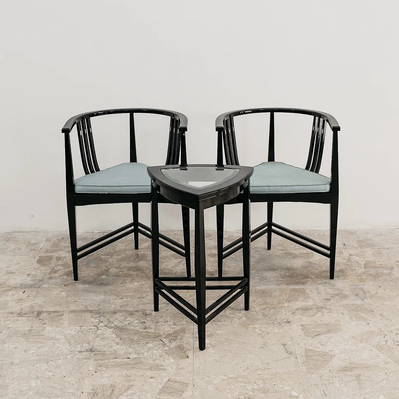 Pair of Triangle Armchairs, Coffee Table Ernest Archibald Taylor 1980s 8