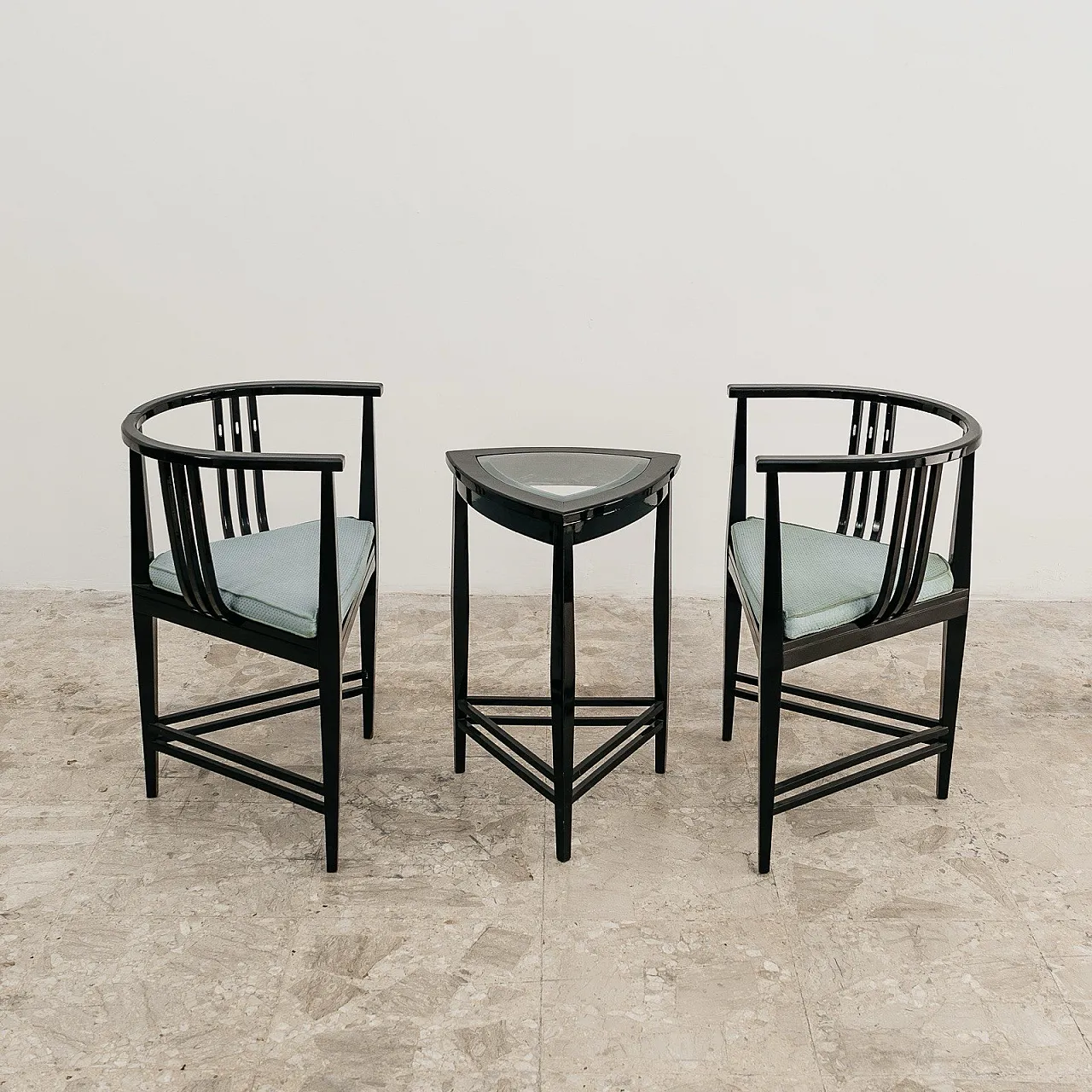 Pair of Triangle Armchairs, Coffee Table Ernest Archibald Taylor 1980s 9