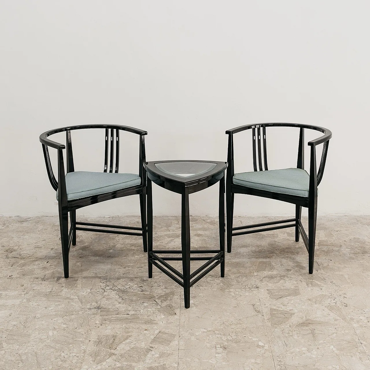 Pair of Triangle Armchairs, Coffee Table Ernest Archibald Taylor 1980s 11
