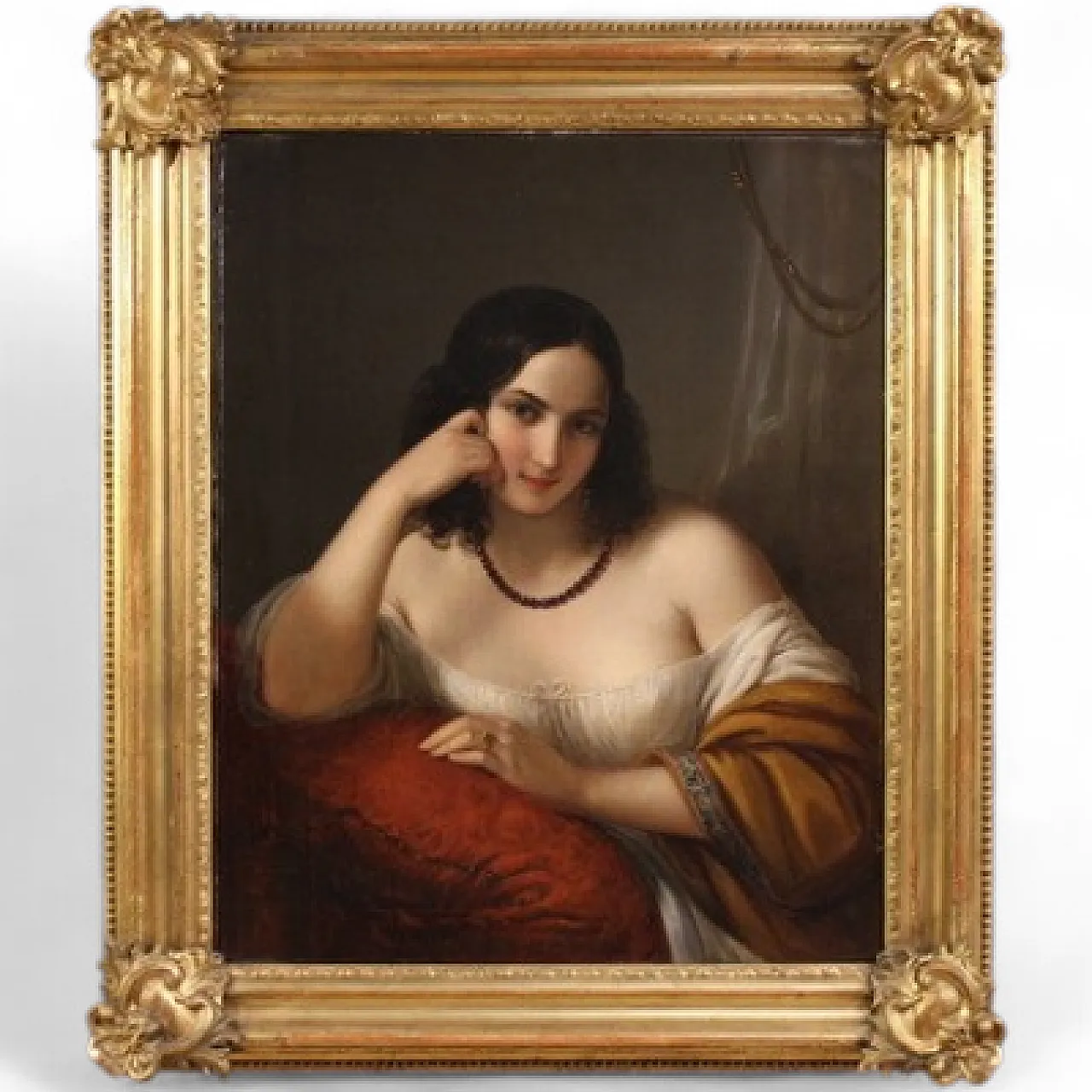 N. Schiavoni, Portrait of a lady, oil signed and dated 1842 15