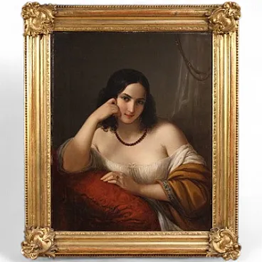 N. Schiavoni, Portrait of a lady, oil signed and dated 1842