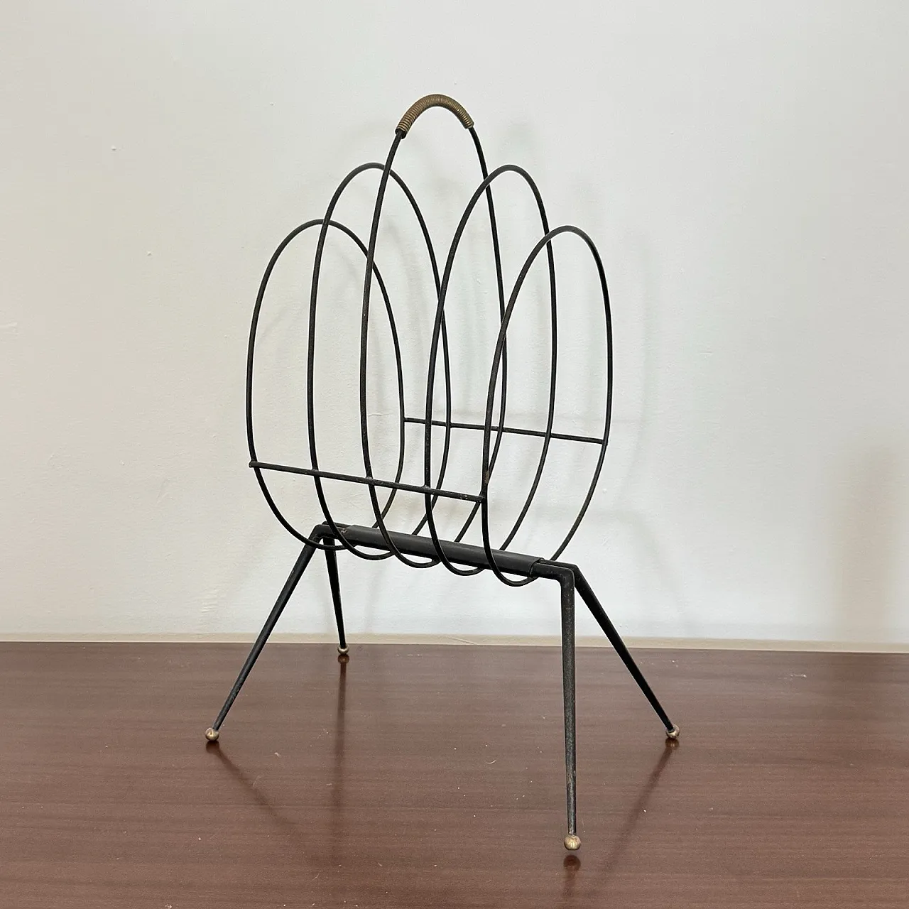 Mid-Century Iron Magazine Rack Gio Ponti Style, 1950s 2