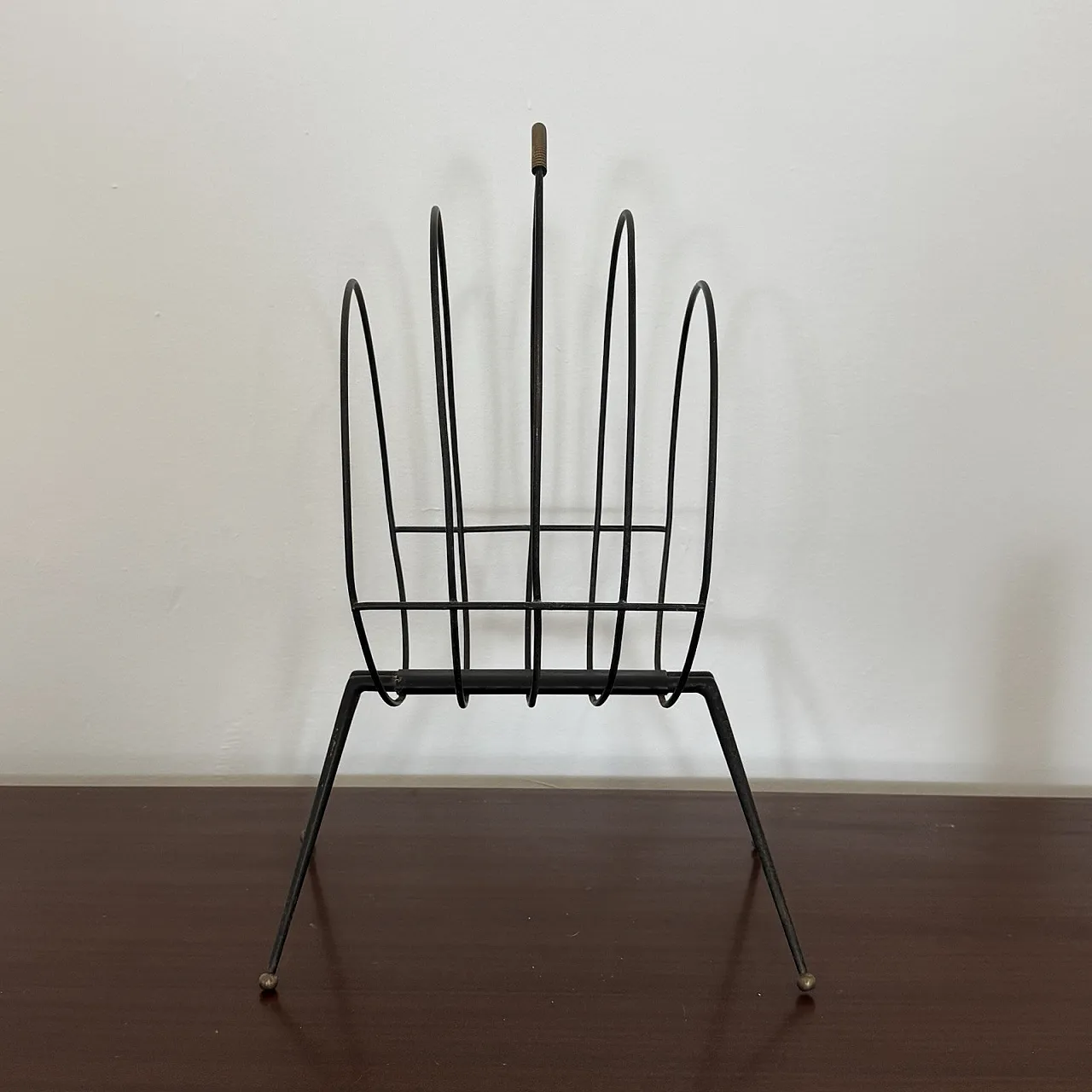 Mid-Century Iron Magazine Rack Gio Ponti Style, 1950s 3