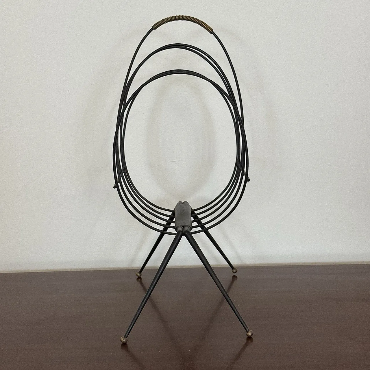 Mid-Century Iron Magazine Rack Gio Ponti Style, 1950s 6