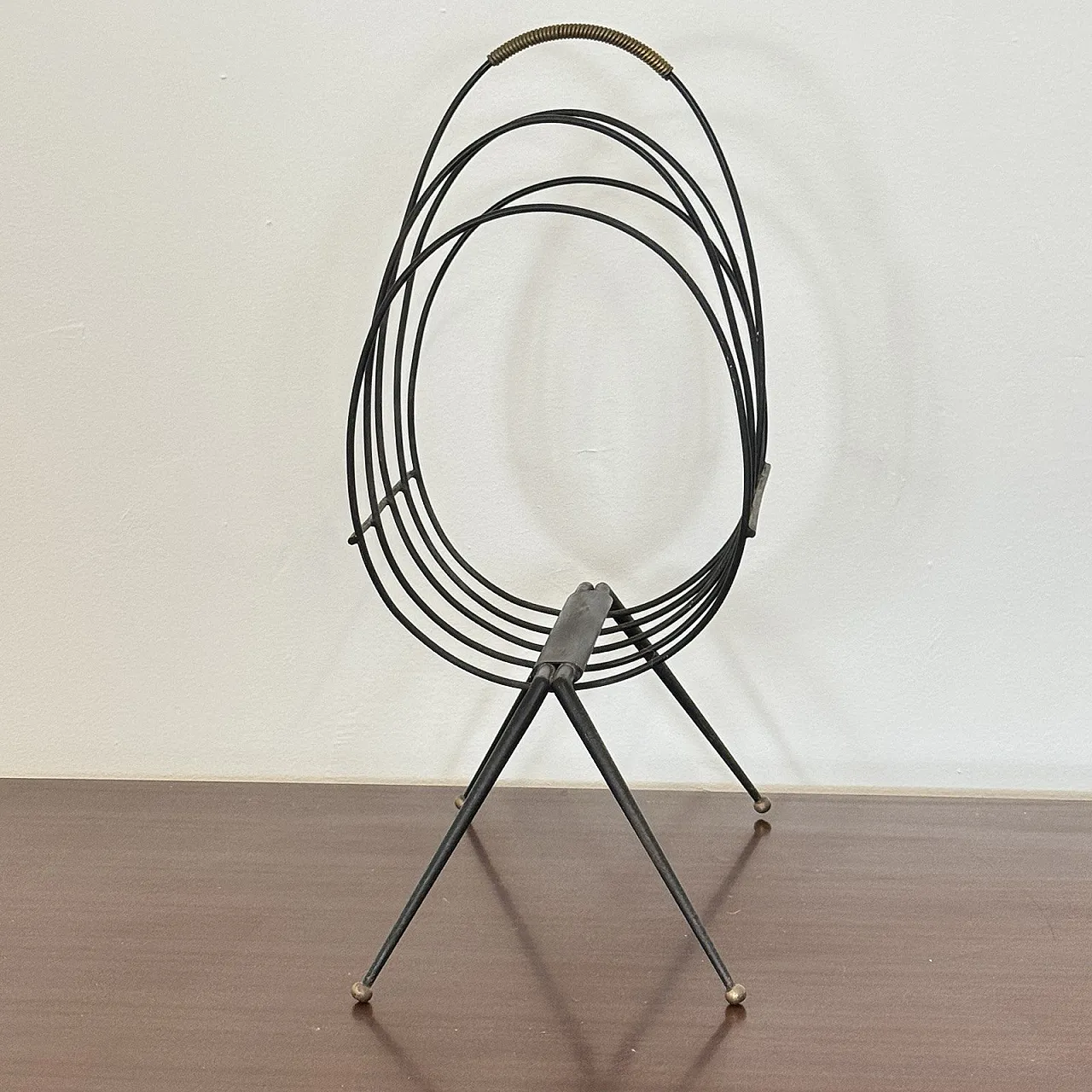 Mid-Century Iron Magazine Rack Gio Ponti Style, 1950s 8