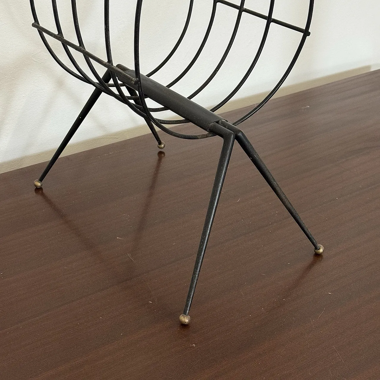 Mid-Century Iron Magazine Rack Gio Ponti Style, 1950s 10