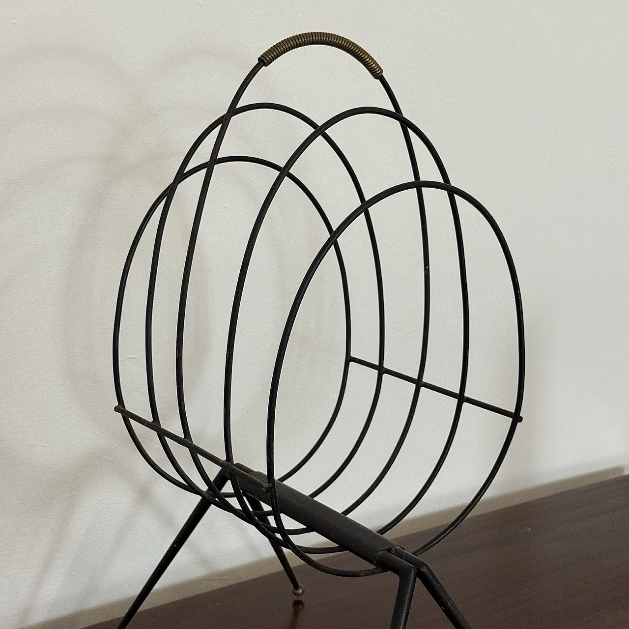 Mid-Century Iron Magazine Rack Gio Ponti Style, 1950s 11